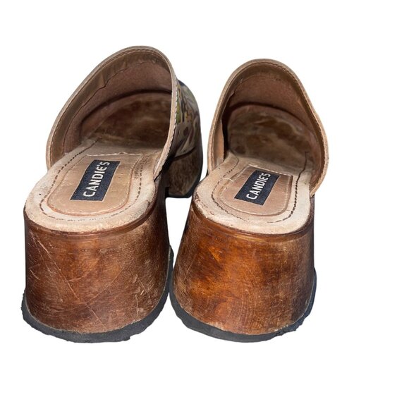 Candies Vintage Womens Clogs Size 7 Boho Funky Fun Floral Wooden Casual - Picture 9 of 10